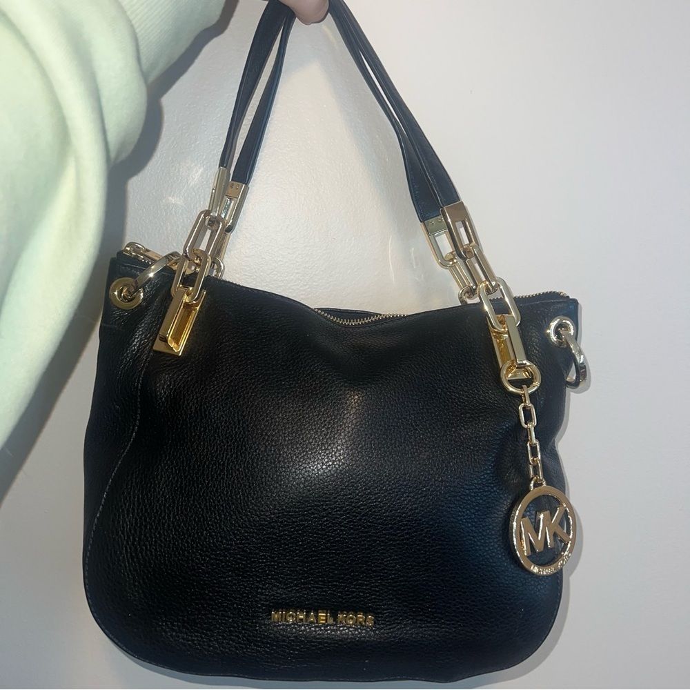 Michael Kors Black Shoulder Bag with Gold Accents- New with Dust Bag